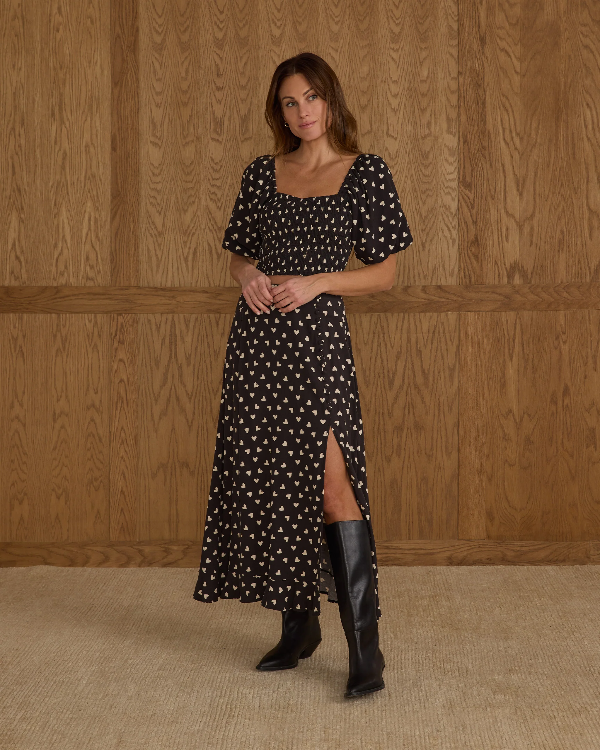 Women's Button Slit Skirt Hearts